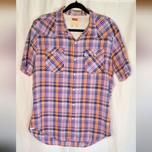 Levi's Multicolor Plaid Men's Snap-on Buttons Short Sleeve Shirt Size Medium